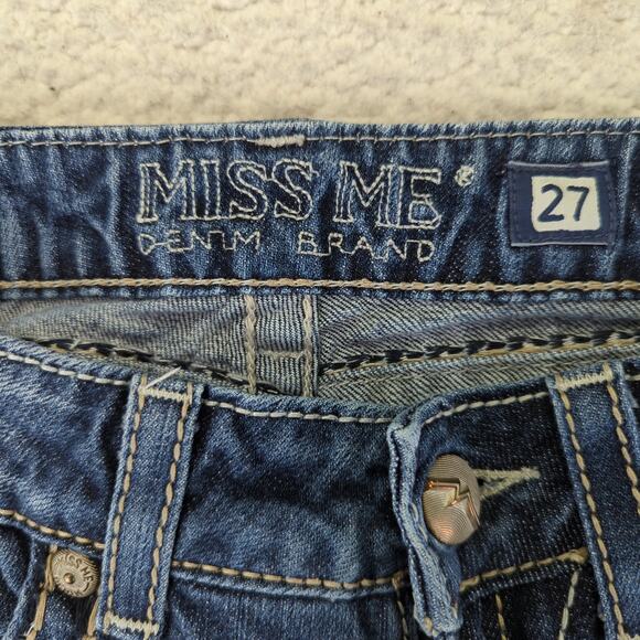 Miss Me JD1047B Boot Cut Jeans Embellished Back Pockets Women's 27 White Stitch - Picture 8 of 10